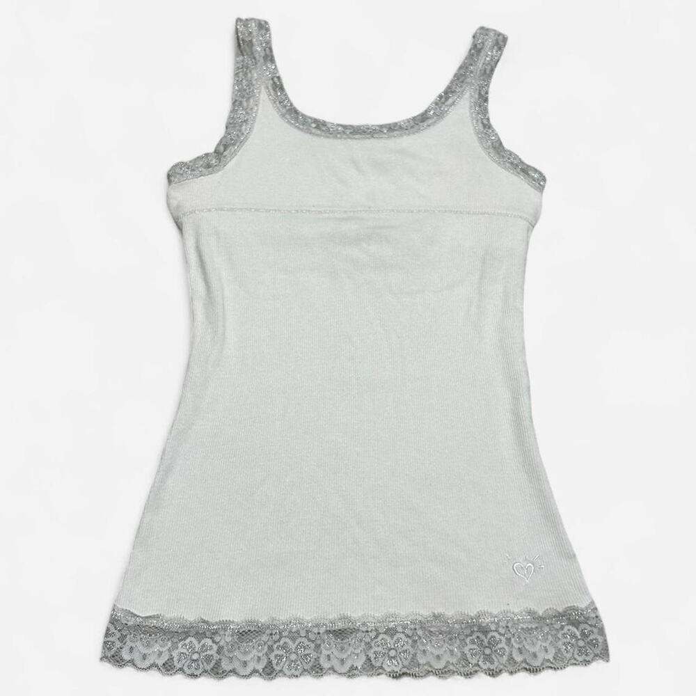 Justice white lace trim cami tank top